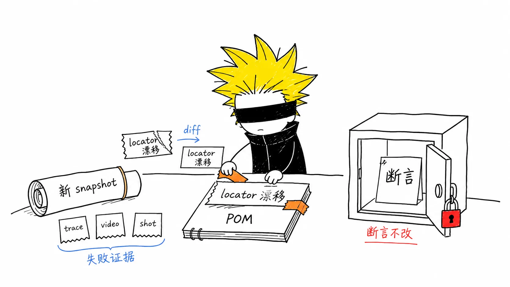 locator 自愈只修漂移,不改断言